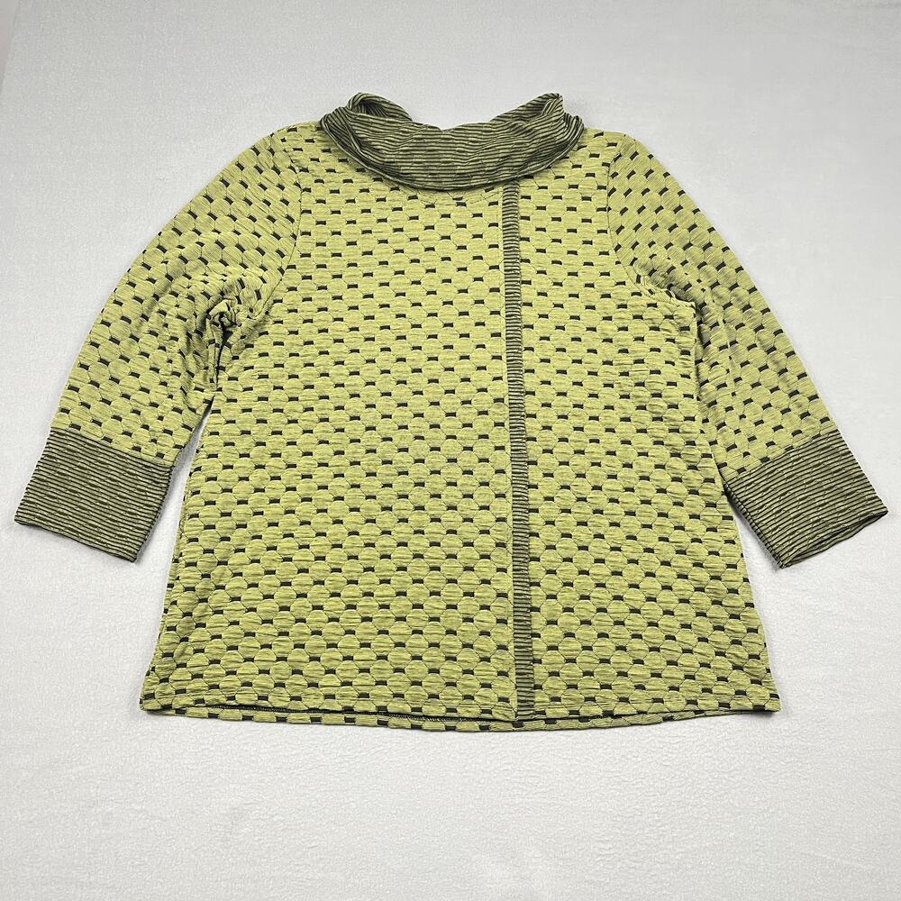 Habitat Green Textured Bubble Knit Cowl Neck Lagnelook Tunic Blouse Women's XXL